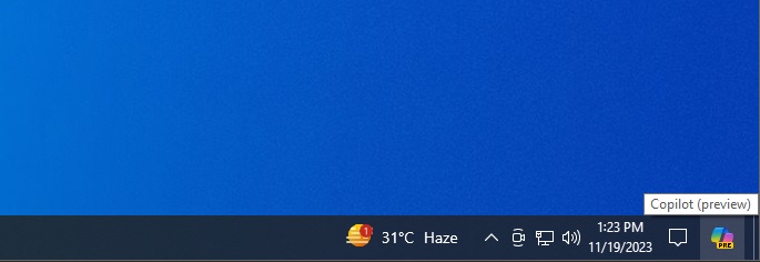 Copilot pinned to the taskbar