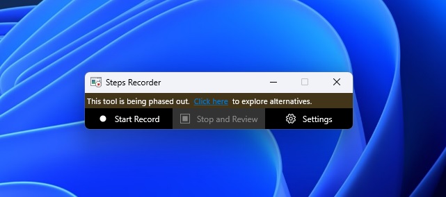 Steps Recorder end of support alert