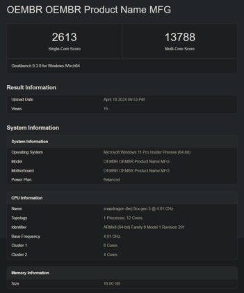 Surface Laptop 6 with Snapdragon X Elite benchmarks