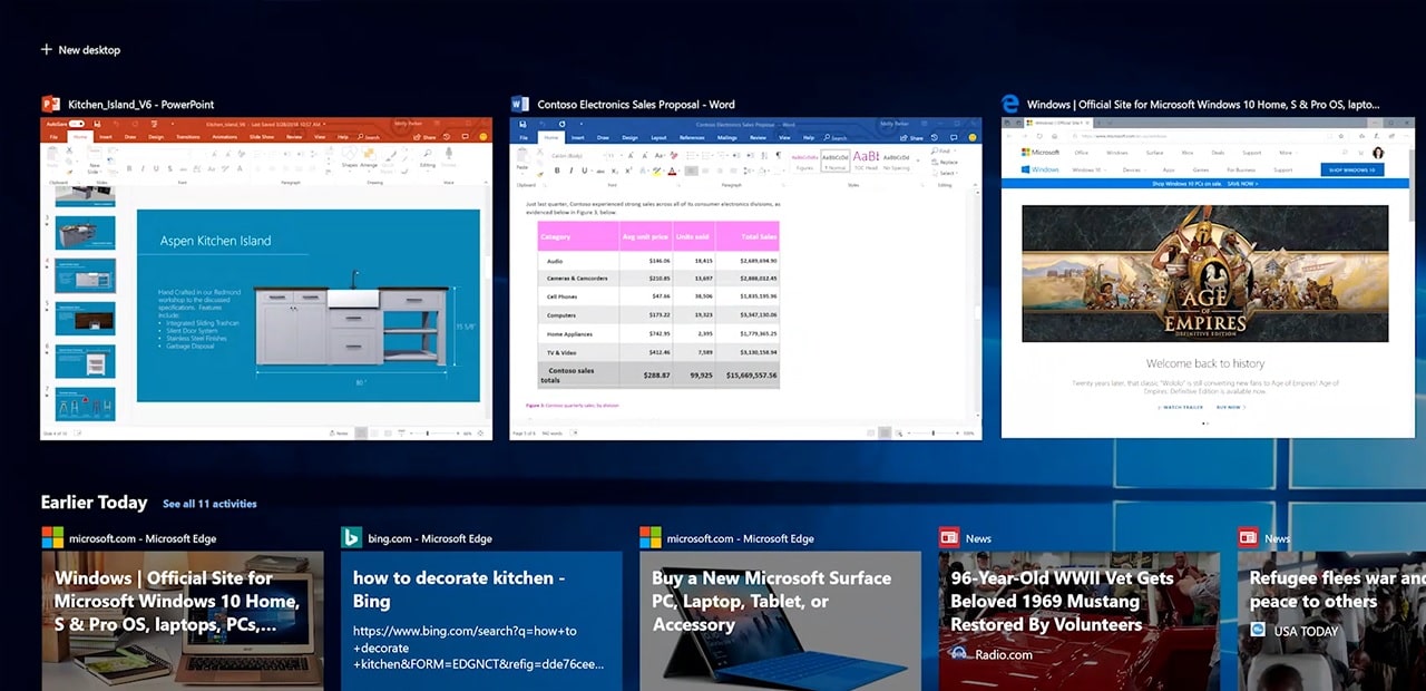 Windows 10 Timeline